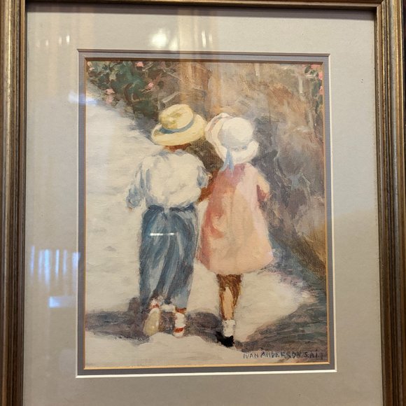 Ivan Anderson S.A.I. "Secrets" Boy & Girl Print Signed & Framed 13" x15 " - Picture 2 of 6